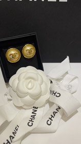 Celine pearl round button gold backpack buckle double C earrings-3899